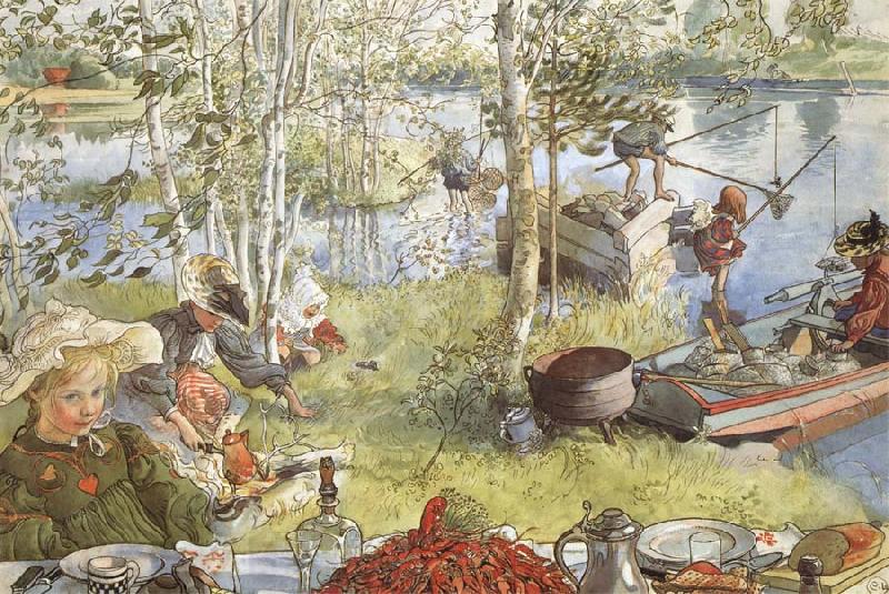 Carl Larsson The Crayfish Season Opens Norge oil painting art